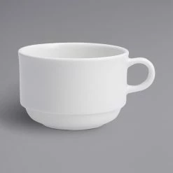 Fortessa Tableware Solutions Fortessa 6200.F0000.11 Ilona 6 Oz. Bright White Stackable China Cup - 48/Case