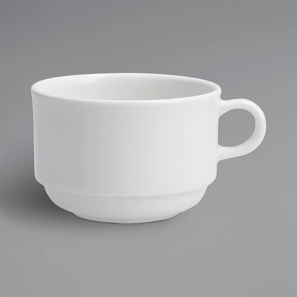 Fortessa Tableware Solutions Fortessa 6200.F0000.11 Ilona 6 Oz. Bright White Stackable China Cup - 48/Case 1 Fortessa Tableware Solutions Fortessa 6200.F0000.11 Ilona 6 Oz. Bright White Stackable China Cup - 48/Case