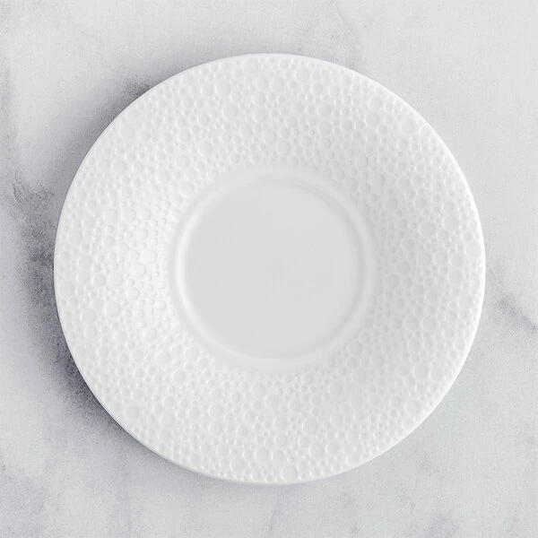 Sant' Andrea Sant'Andrea Francia By 1880 Hospitality R4920000500 6 1/2" Bright White Embossed Wide Rim Porcelain Saucer - 24/Case 1 Sant' Andrea Sant'Andrea Francia By 1880 Hospitality R4920000500 6 1/2" Bright White Embossed Wide Rim Porcelain Saucer - 24/Case