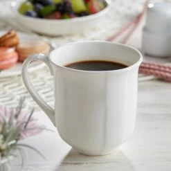 Sample - Acopa Condesa 12 Oz. Pearl White Scalloped Porcelain Mug