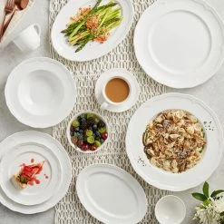 Sample - Acopa Condesa 11 1/2" X 8 1/4" Pearl White Scalloped Wide Rim Porcelain Platter 8 Sample - Acopa Condesa 11 1/2" X 8 1/4" Pearl White Scalloped Wide Rim Porcelain Platter -Rak Porcelain shop 2221705