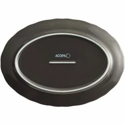 Sample - Acopa Condesa 9 3/4" X 7" Matte Finish Armor Gray Scalloped Wide Rim Porcelain Platter -Rak Porcelain shop 2221708