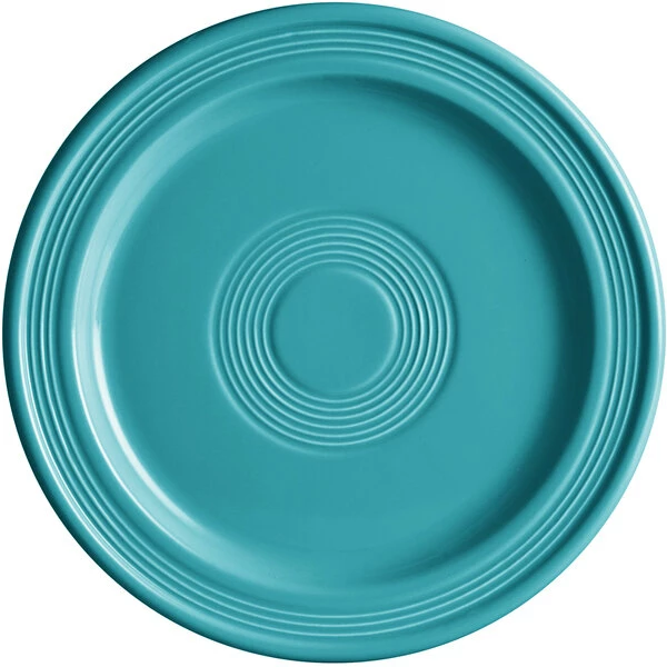 Sample - Acopa Capri 9" Caribbean Turquoise Stoneware Plate 2 Sample - Acopa Capri 9" Caribbean Turquoise Stoneware Plate - Image 2