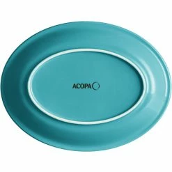 Acopa Capri 11 1/2" X 8 3/4" Caribbean Turquoise Oval Stoneware Coupe Platter - 12/Case -Rak Porcelain shop 2222380