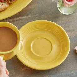 Acopa Capri 6" Citrus Yellow Stoneware Saucer - 36/Case
