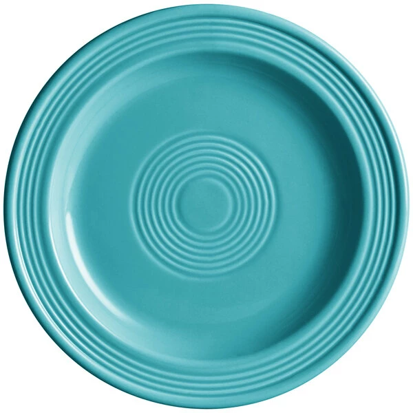 Acopa Capri 7" Caribbean Turquoise Stoneware Plate - 24/Case 2 Acopa Capri 7" Caribbean Turquoise Stoneware Plate - 24/Case - Image 2
