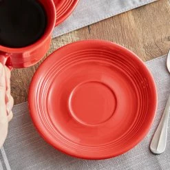 Acopa Capri 6" Passion Fruit Red Stoneware Saucer - 12/Pack