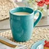 Acopa Capri 12 Oz. Caribbean Turquoise Stoneware Mug - 24/Case