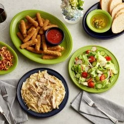 Acopa Capri 13 3/4" X 10 1/2" Bamboo Green Oval Stoneware Coupe Platter - 12/Case -Rak Porcelain shop 2223572