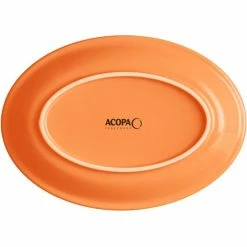 Acopa Capri 9 3/4" X 7" Valencia Orange Oval Stoneware Coupe Platter - 12/Case 7 Acopa Capri 9 3/4" X 7" Valencia Orange Oval Stoneware Coupe Platter - 12/Case -Rak Porcelain shop 2227096