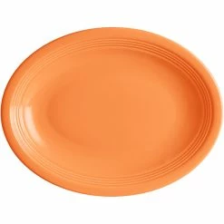 Acopa Capri 11 1/2" X 8 3/4" Valencia Orange Oval Stoneware Coupe Platter - 12/Case -Rak Porcelain shop 2227201