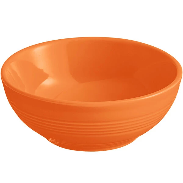Acopa Capri 13 Oz. Valencia Orange Stoneware Nappie Bowl - 12/Pack 2 Acopa Capri 13 Oz. Valencia Orange Stoneware Nappie Bowl - 12/Pack - Image 2
