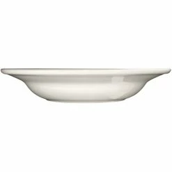 International Tableware Verona 10 Oz. Ivory (American White) Stoneware Soup Bowl With Green Bands - 24/Case