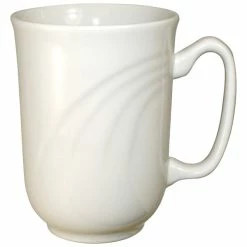 International Tableware York 9 Oz. Ivory (American White) Embossed Stoneware Mug - 24/Case
