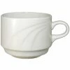 International Tableware York 8 Oz. Ivory (American White) Embossed Stoneware Stacking Cup - 36/Case