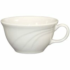 International Tableware York 6.5 Oz. Ivory (American White) Embossed Stoneware Low Cup - 12/Case