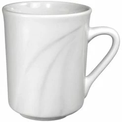 International Tableware York 8.5 Oz. Ivory (American White) Embossed Stoneware Mug - 24/Case