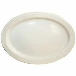 International Tableware York 10 1/2" X 7 3/8" Ivory (American White) Embossed Stoneware Platter - 24/Case