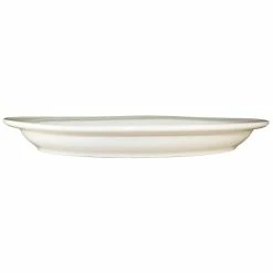 International Tableware York 11" X 7 5/8" Ivory (American White) Embossed Stoneware Platter - 12/Case