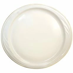 International Tableware York 10 7/8" X 10" Ivory (American White) Embossed Stoneware Platter - 24/Case