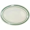 International Tableware Verona 7 1/8" X 4 1/2" Ivory (American White) Stoneware Platter With Green Bands - 36/Case
