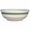 International Tableware Verona 10 Oz. Ivory (American White) Stoneware Nappie Bowl With Green Bands - 36/Case