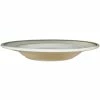 International Tableware Verona 20 Oz. Ivory (American White) Stoneware Pasta Bowl With Green Bands - 12/Case