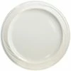 International Tableware York 10 5/8" Ivory (American White) Embossed Wide Rim Stoneware Plate - 12/Case