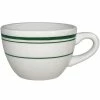 International Tableware Verona 8 Oz. Ivory (American White) Stoneware Low Cup With Green Bands - 36/Case