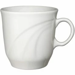 International Tableware York 6.5 Oz. Ivory (American White) Embossed Stoneware Tall Cup - 12/Case