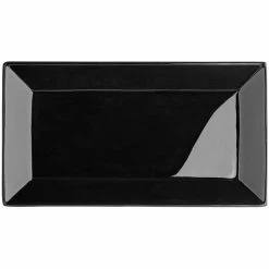 Acopa 13" X 7 1/4" Glossy Black Rectangular Stoneware Platter - 3/Pack -Rak Porcelain shop 2236353