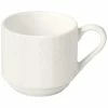 RAK Porcelain Leon 3.1 Oz. Ivory Embossed Porcelain Stackable Cup - 12/Case