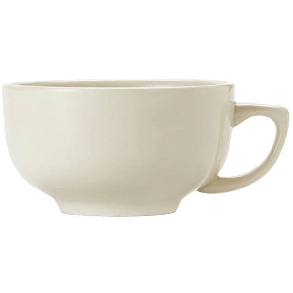 World Tableware Porcelana Cream 14 Oz. Cream White Porcelain Jumbo Cup - 24/Case 1 World Tableware Porcelana Cream 14 Oz. Cream White Porcelain Jumbo Cup - 24/Case