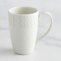 RAK Porcelain Leon 15.2 Oz. Ivory Embossed Porcelain Flora Mug - 12/Case