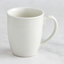 RAK Porcelain Leon 12.2 Oz. Ivory Embossed Porcelain Mug - 12/Case