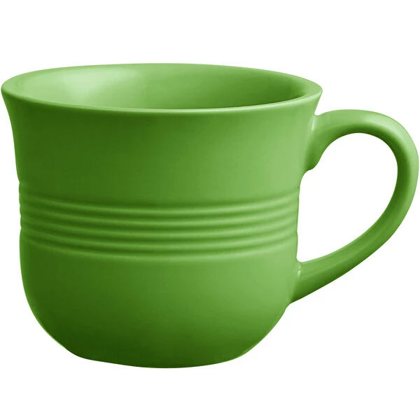 Acopa Capri 8 Oz. Palm Green Stoneware Cup - 12/Pack 2 Acopa Capri 8 Oz. Palm Green Stoneware Cup - 12/Pack - Image 2
