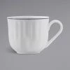 Tuxton TuxTrendz Charleston Bright White 8 Oz. Embossed China Cup With Blue Band - 36/Case