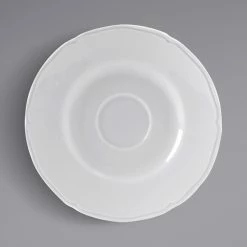 Tuxton TuxTrendz Charleston Bright White 5 1/2" Scalloped Edge China Espresso Saucer - 36/Case