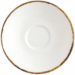 Fortessa Tableware Solutions Fortessa Salt TechnoCeram 4 3/4" Bright White China Espresso Saucer With Earth Hue Rim - 24/Case