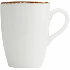 Fortessa Tableware Solutions Fortessa Salt TechnoCeram 12.75 Oz. Bright White China Tapered Mug With Earth Hue Rim - 12/Case