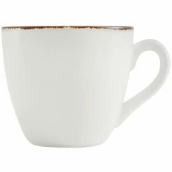 Fortessa Tableware Solutions Fortessa Salt TechnoCeram 3 Oz. Bright White China Espresso Cup With Earth Hue Rim - 24/Case