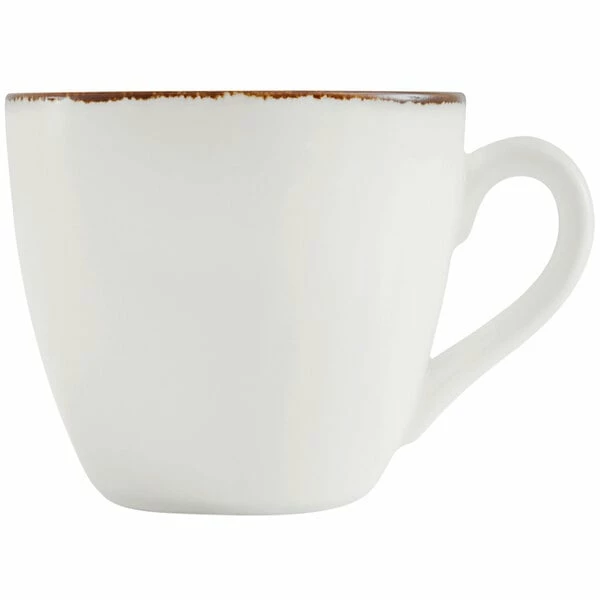 Fortessa Tableware Solutions Fortessa Salt TechnoCeram 3 Oz. Bright White China Espresso Cup With Earth Hue Rim - 24/Case 1 Fortessa Tableware Solutions Fortessa Salt TechnoCeram 3 Oz. Bright White China Espresso Cup With Earth Hue Rim - 24/Case