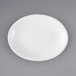 Acopa 9 3/4" X 7 1/2" Bright White Oval Coupe Stoneware Platter - 4/Pack -Rak Porcelain shop 2295923