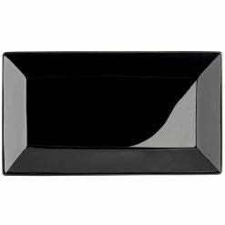 Acopa 10" X 5 1/2" Glossy Black Rectangular Stoneware Platter - 4/Pack -Rak Porcelain shop 2304080
