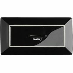 Acopa 8 1/2" X 4 1/2" Glossy Black Rectangular Stoneware Platter - 6/Pack -Rak Porcelain shop 2304364