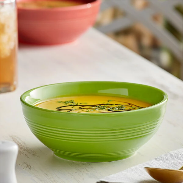 Acopa Capri 19 Oz. Bamboo Green Stoneware Bistro Bowl - 12/Case 1 Acopa Capri 19 Oz. Bamboo Green Stoneware Bistro Bowl - 12/Case