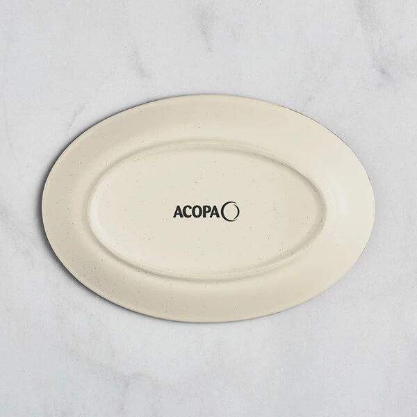 Acopa Embers 9 1/2" X 6 1/2" Cream White Matte Coupe Stoneware Platter - 12/Case 3 Acopa Embers 9 1/2" X 6 1/2" Cream White Matte Coupe Stoneware Platter - 12/Case - Image 3