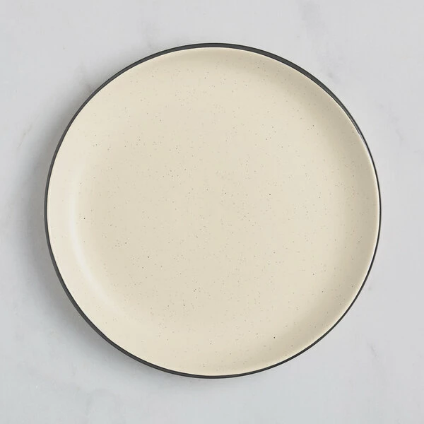 Acopa Embers 9 1/2" Cream White Matte Coupe Stoneware Plate - 12/Case 2 Acopa Embers 9 1/2" Cream White Matte Coupe Stoneware Plate - 12/Case - Image 2