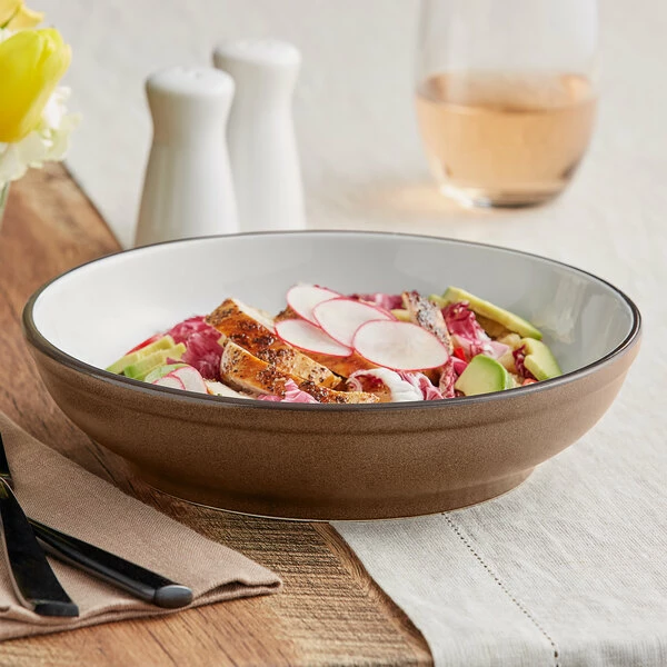 Acopa Embers 32 Oz. Hickory Brown Matte Stoneware Pasta Bowl - 12/Case 1 Acopa Embers 32 Oz. Hickory Brown Matte Stoneware Pasta Bowl - 12/Case