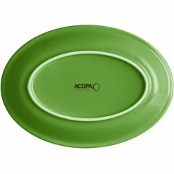 Sample- Acopa Capri 9 3/4" X 7" Palm Green Oval Stoneware Coupe Platter -Rak Porcelain shop 2324264